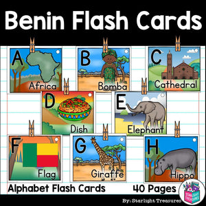 Alphabet Flash Cards for Early Readers - Country of Benin