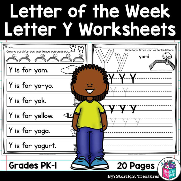 Alphabet Letter of the Week Worksheets for Early Readers - Letter Y