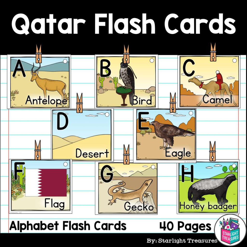 Alphabet Flash Cards for Early Readers - Country of Qatar