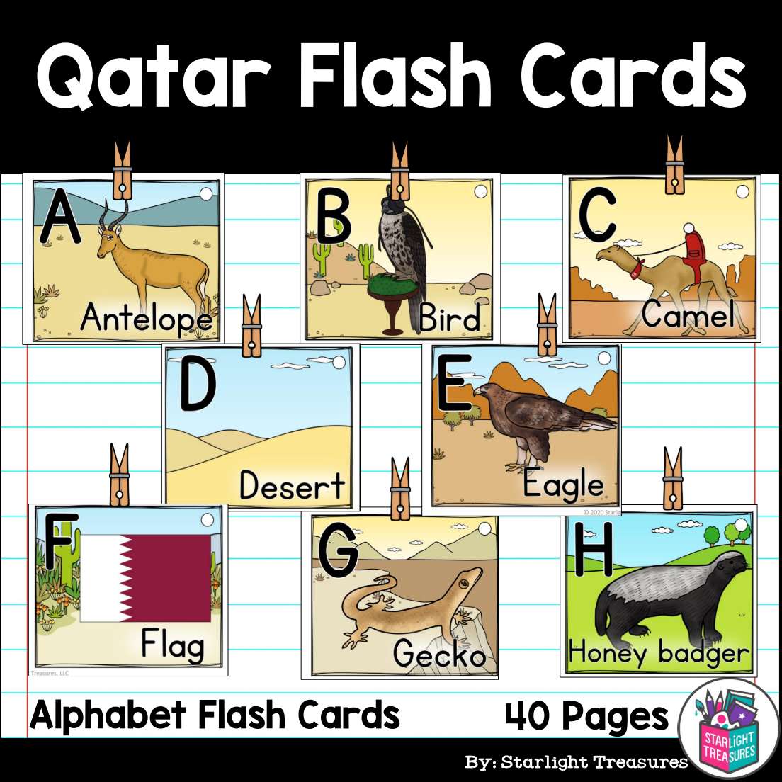 Alphabet Flash Cards for Early Readers - Country of Qatar