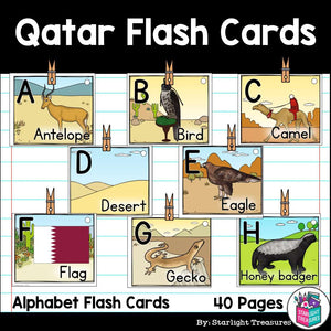 Alphabet Flash Cards for Early Readers - Country of Qatar