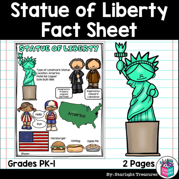 Statue of Liberty Fact Sheet for Early Readers - World Landmarks