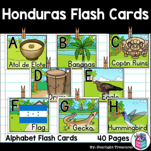 Alphabet Flash Cards for Early Readers - Country of Honduras