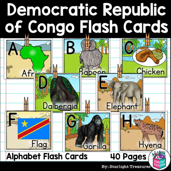 Alphabet Flash Cards for Early Readers - Democratic Republic of the Congo