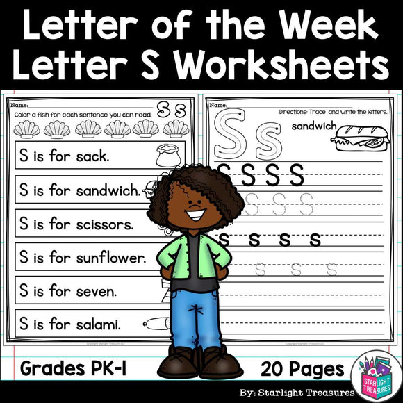 Alphabet Letter of the Week Worksheets for Early Readers - Letter S