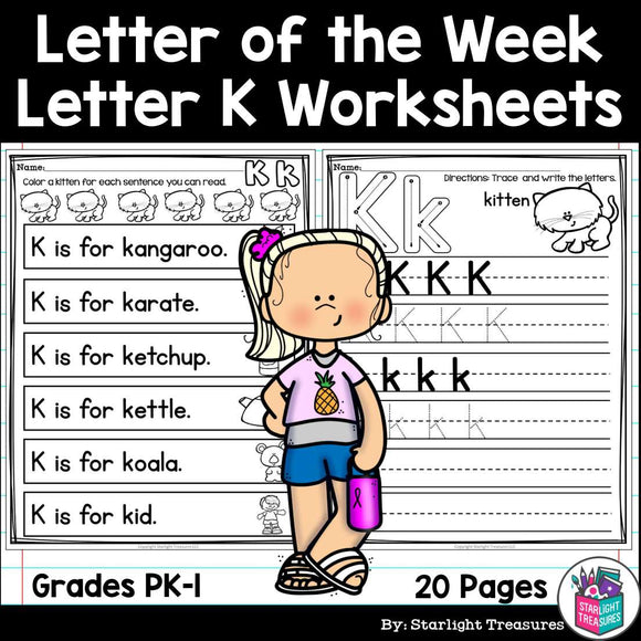 Alphabet Letter of the Week Worksheets for Early Readers - Letter K