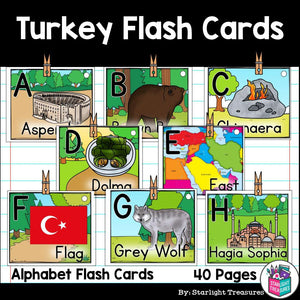 Alphabet Flash Cards for Early Readers - Country of Turkey
