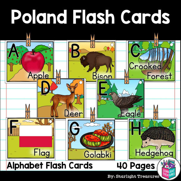 Alphabet Flash Cards for Early Readers - Country of Poland