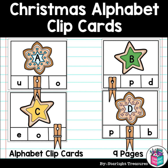 Christmas Alphabet Clip Cards for Early Readers - Alphabet Clip Cards FREEBIE