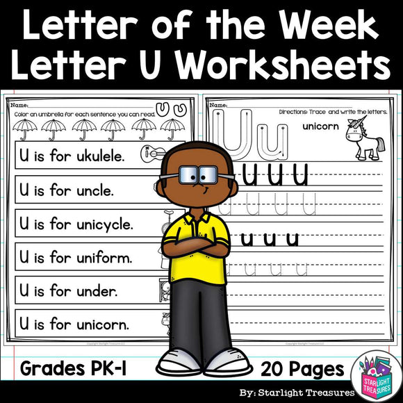 Alphabet Letter of the Week Worksheets for Early Readers - Letter U