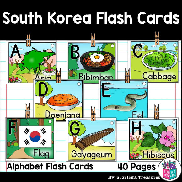 Alphabet Flash Cards for Early Readers - Country of South Korea