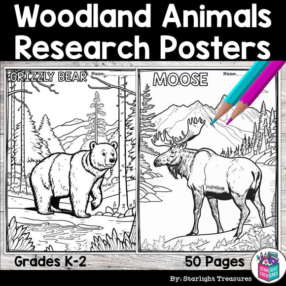 Woodland Animals Research Posters, Coloring Pages - Animal Research Project