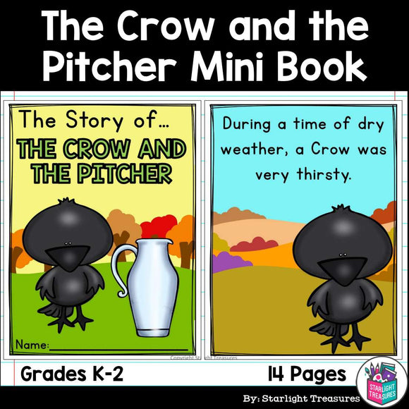 The Crow and the Pitcher Mini Book for Early Readers - Aesop's Fables