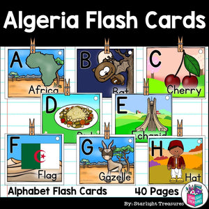 Alphabet Flash Cards for Early Readers - Country of Algeria