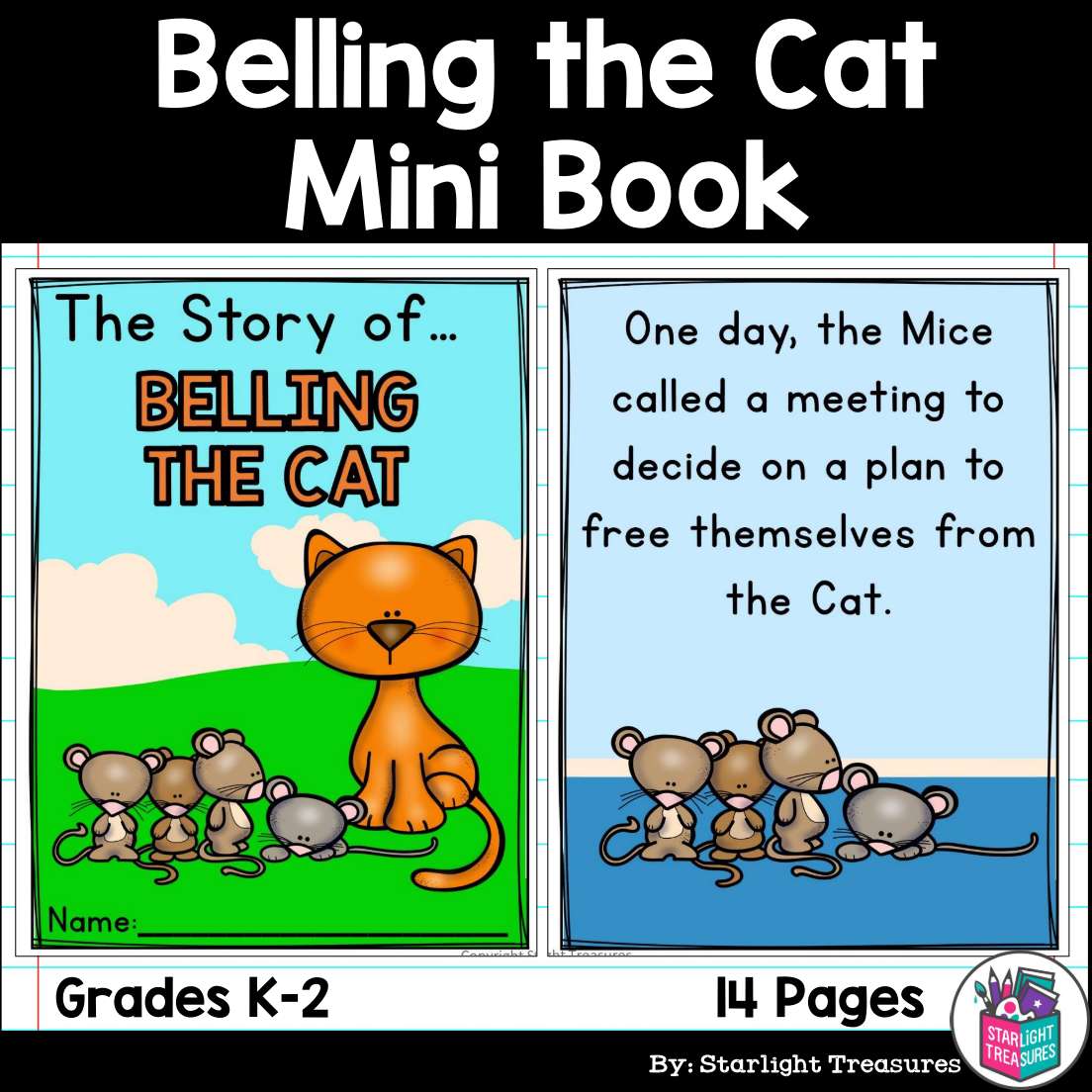Belling the Cat Mini Book for Early Readers - Aesop's Fables