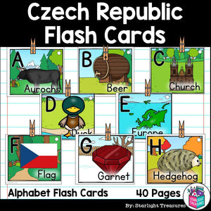 Alphabet Flash Cards for Early Readers - Country of Czech Republic