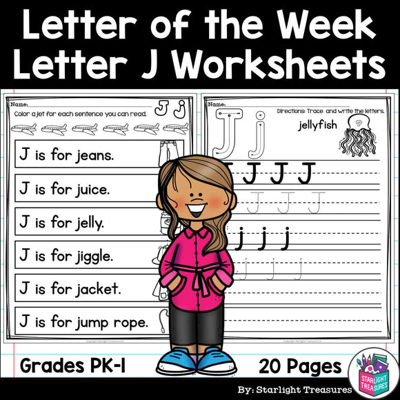 Alphabet Letter of the Week Worksheets for Early Readers - Letter J