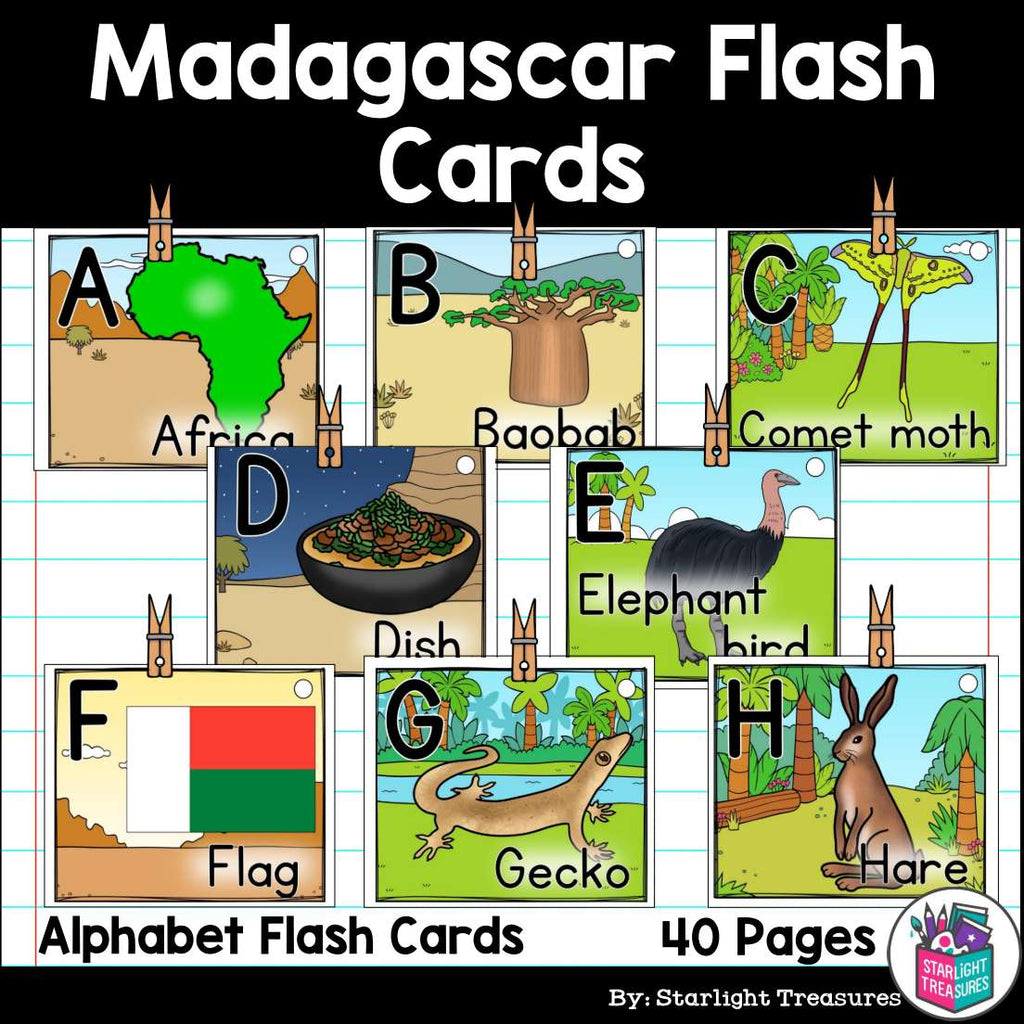 Alphabet Flash Cards for Early Readers - Country of Madagascar