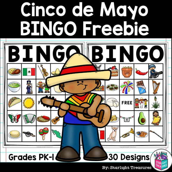 Cinco de Mayo Bingo Cards for Early Readers - Cinco de Mayo Bingo FREEBIE