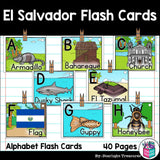 Alphabet Flash Cards for Early Readers - Country of El Salvador