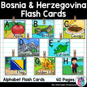 Alphabet Flash Cards for Early Readers - Country of Bosnia and Herzegovina