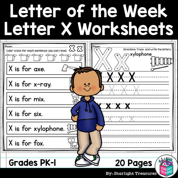 Alphabet Letter of the Week Worksheets for Early Readers - Letter X