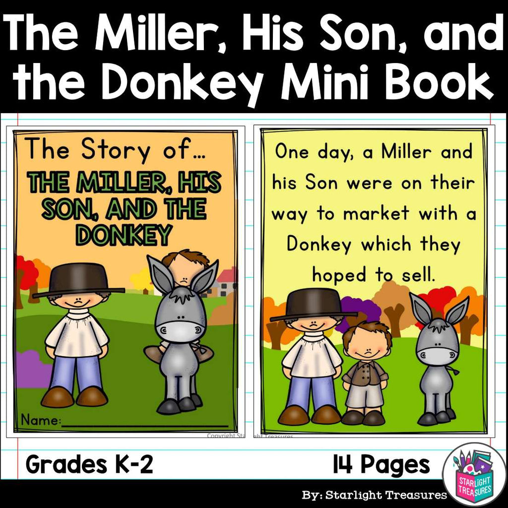 The Miller, His Son, and the Donkey Mini Book for Early Readers - Aesop's Fables