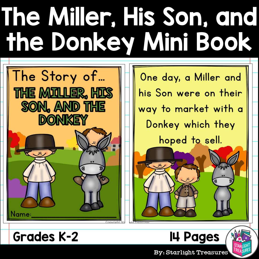 The Miller, His Son, and the Donkey Mini Book for Early Readers - Aesop's Fables
