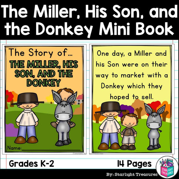 The Miller, His Son, and the Donkey Mini Book for Early Readers - Aesop's Fables