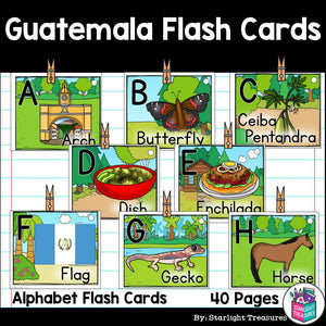 Alphabet Flash Cards for Early Readers - Country of Guatemala