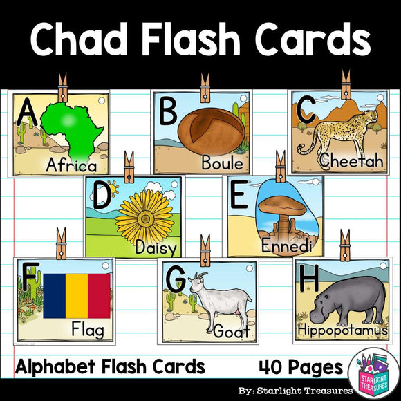 Alphabet Flash Cards for Early Readers - Country of Chad