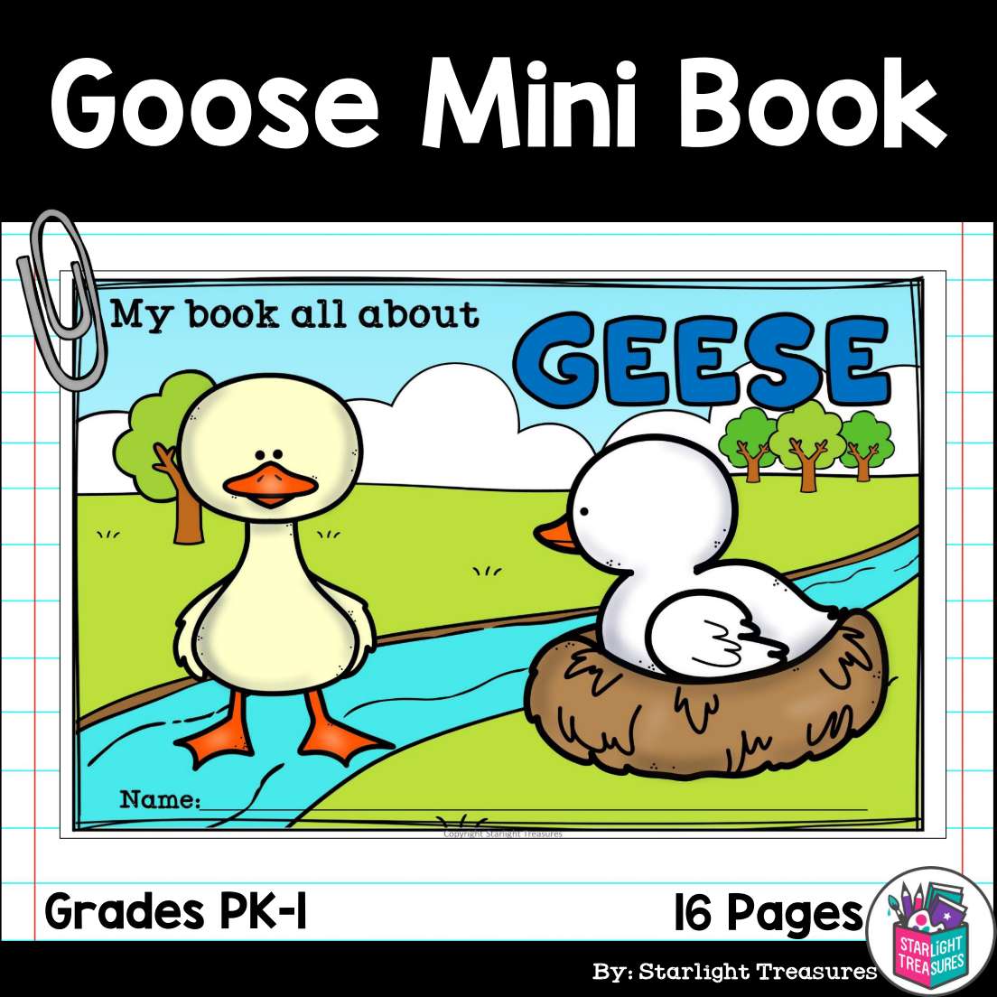 Goose Mini Book for Early Readers - Animal Study, Geese, Goose