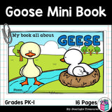 Goose Mini Book for Early Readers - Animal Study, Geese, Goose