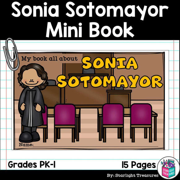 Sonia Sotomayor Mini Book for Early Readers: Hispanic Heritage Month