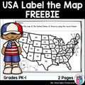 USA Label the Map Printable for Early Readers FREEBIE - USA Map Activity