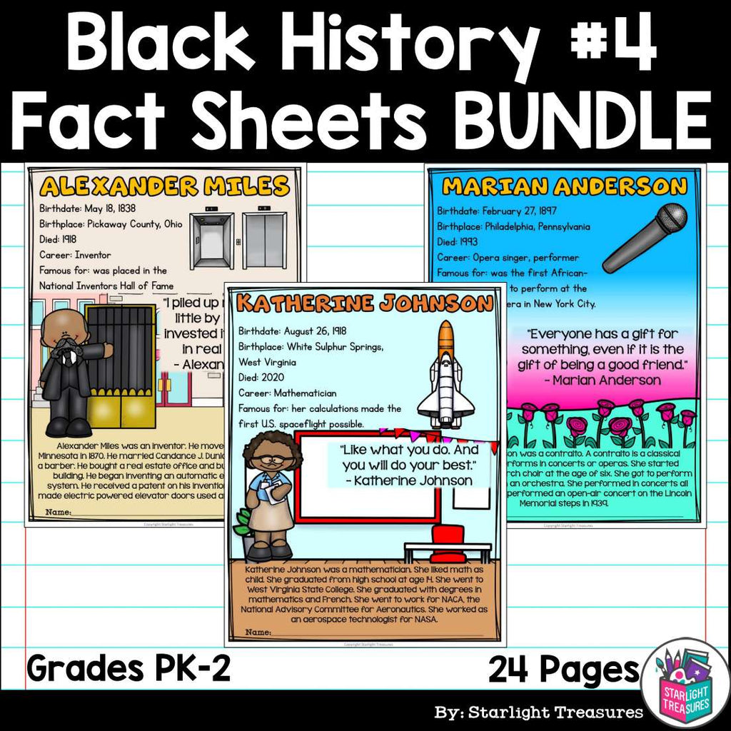Black History Month Fact Sheets for Early Readers #4