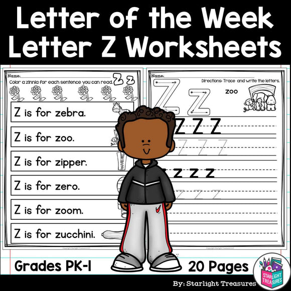 Alphabet Letter of the Week Worksheets for Early Readers - Letter Z