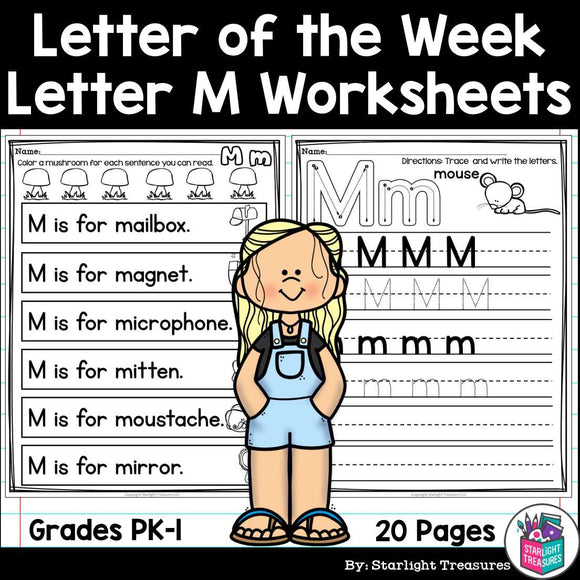 Alphabet Letter of the Week Worksheets for Early Readers - Letter M