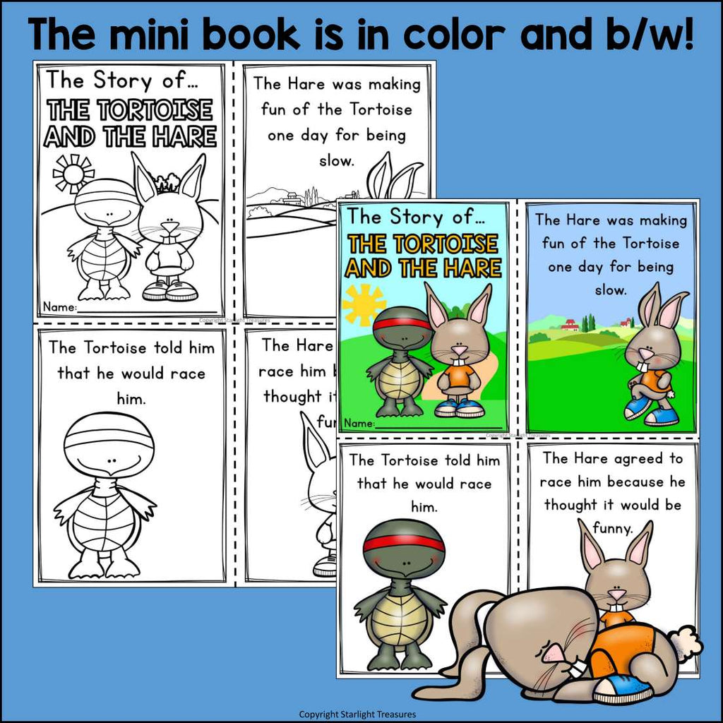 The Tortoise and the Hare Mini Book for Early Readers - Aesop's Fables