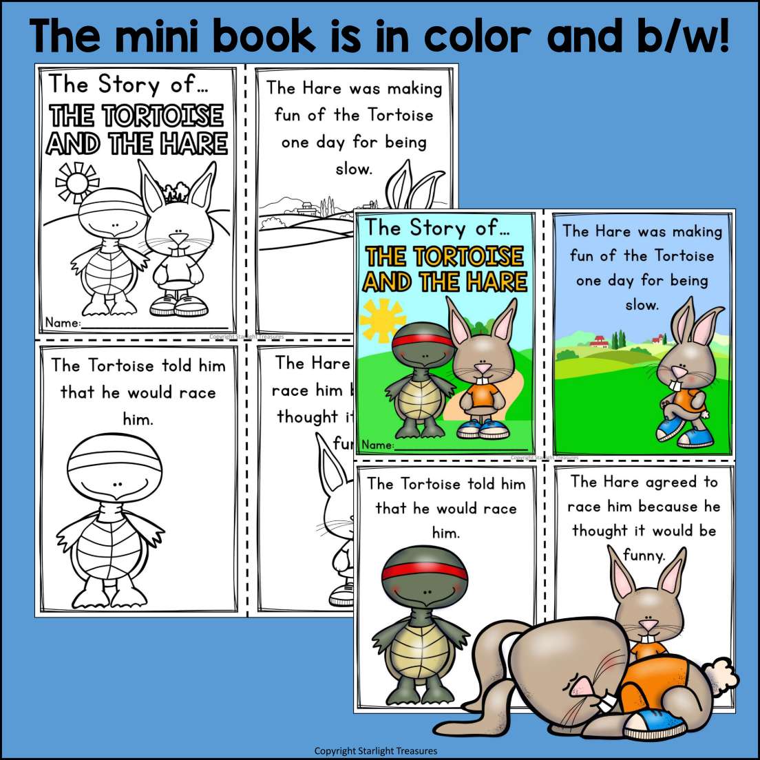 The Tortoise and the Hare Mini Book for Early Readers - Aesop's Fables