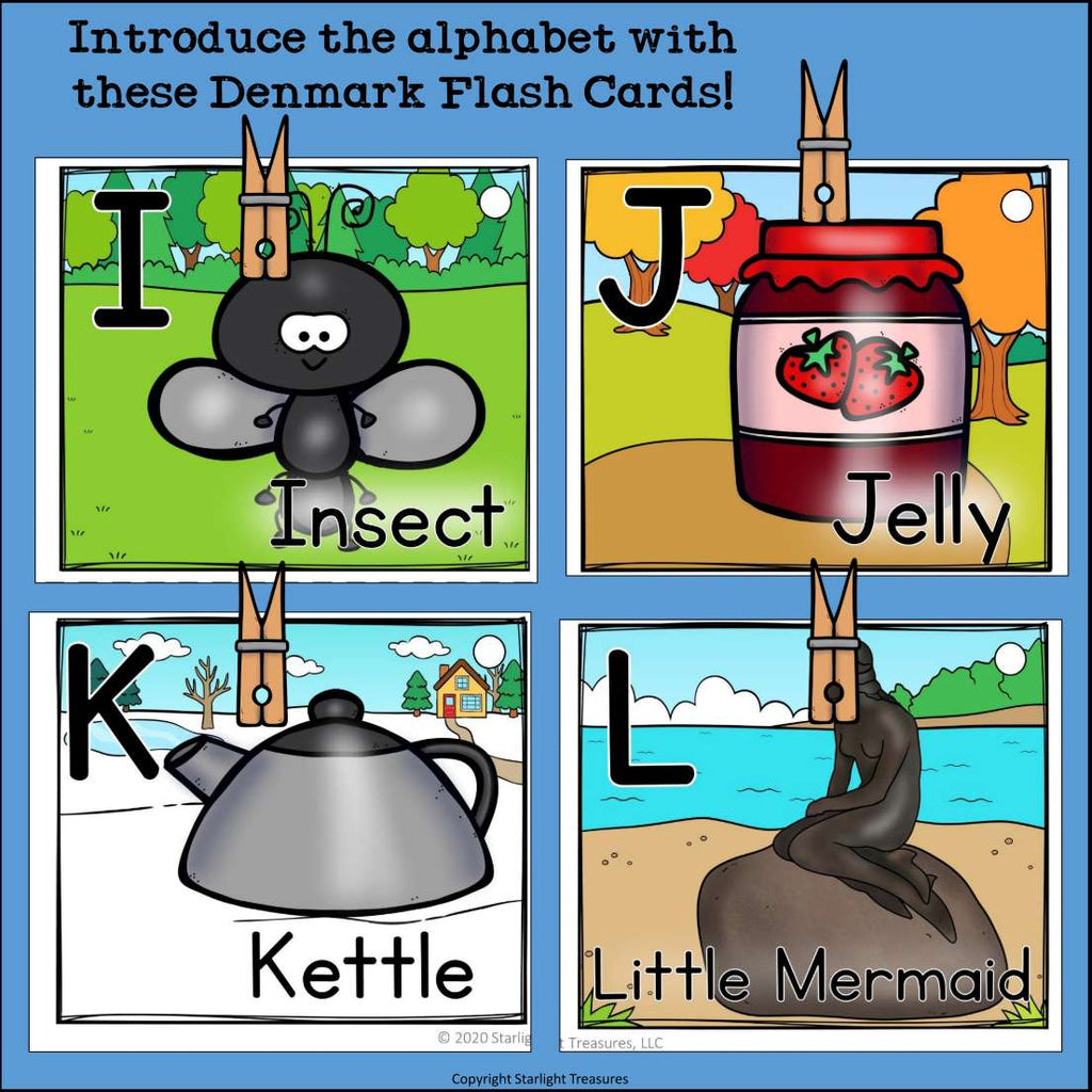 Alphabet Flash Cards for Early Readers - Country of Denmark
