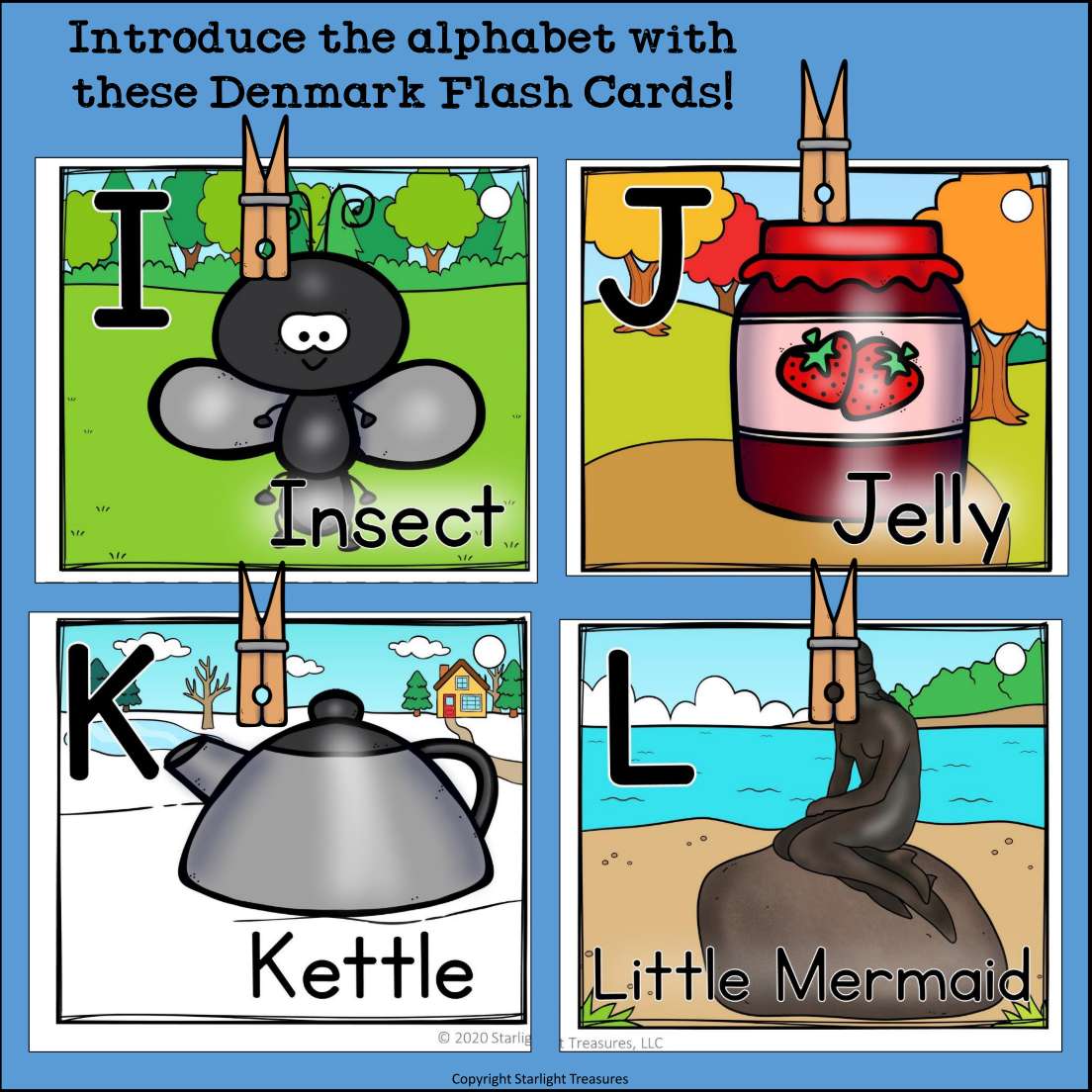 Alphabet Flash Cards for Early Readers - Country of Denmark