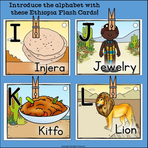 Alphabet Flash Cards for Early Readers - Country of Ethiopia