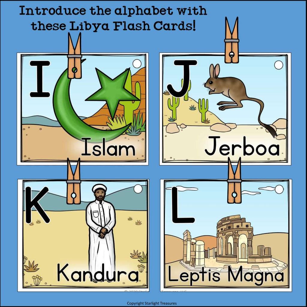 Alphabet Flash Cards for Early Readers - Country of Libya
