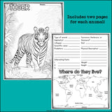 Rainforest Animals Research Posters, Coloring Pages - Animal Research Project