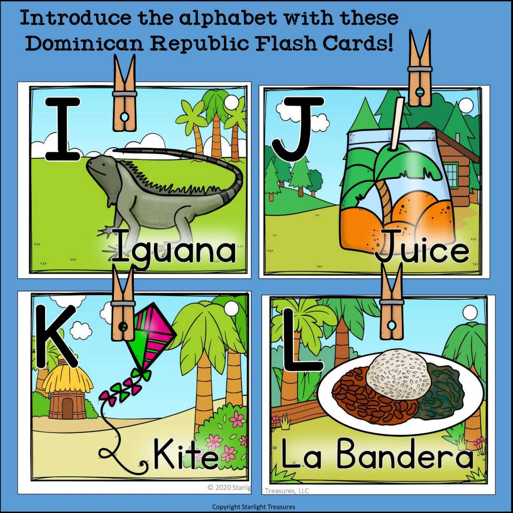 Alphabet Flash Cards for Early Readers - Country of Dominican Republic