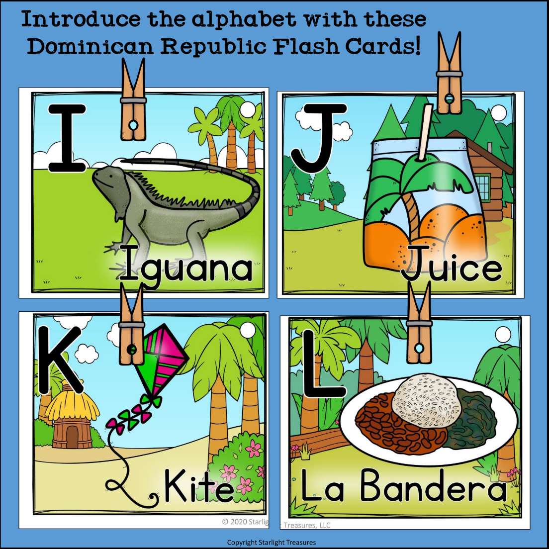 Alphabet Flash Cards for Early Readers - Country of Dominican Republic