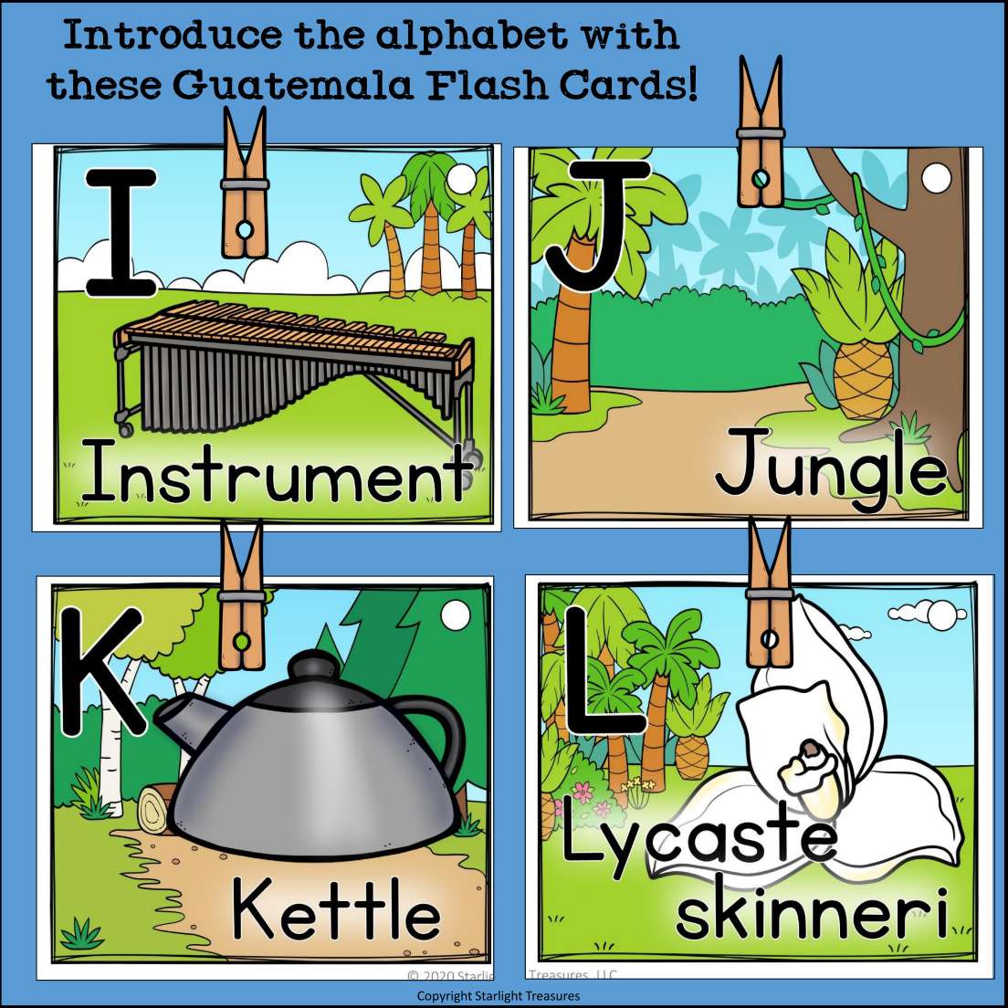 Alphabet Flash Cards for Early Readers - Country of Guatemala
