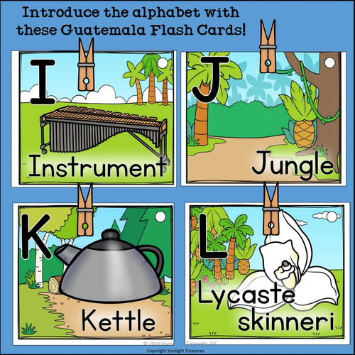 Alphabet Flash Cards for Early Readers - Country of Guatemala