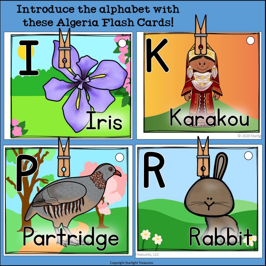 Alphabet Flash Cards for Early Readers - Country of Algeria